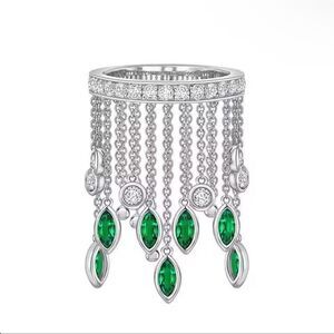 Cascading Waterfall Ring with Crystals